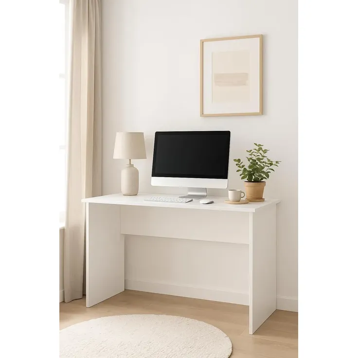 Sleepyshop24 Schreibtisch Weiß 90x51 cm - Kompakter Computertisch für Home Office, Kinderzimmer & Studenten - Stabiler PC-Tisch Platzsparend – Bild 4