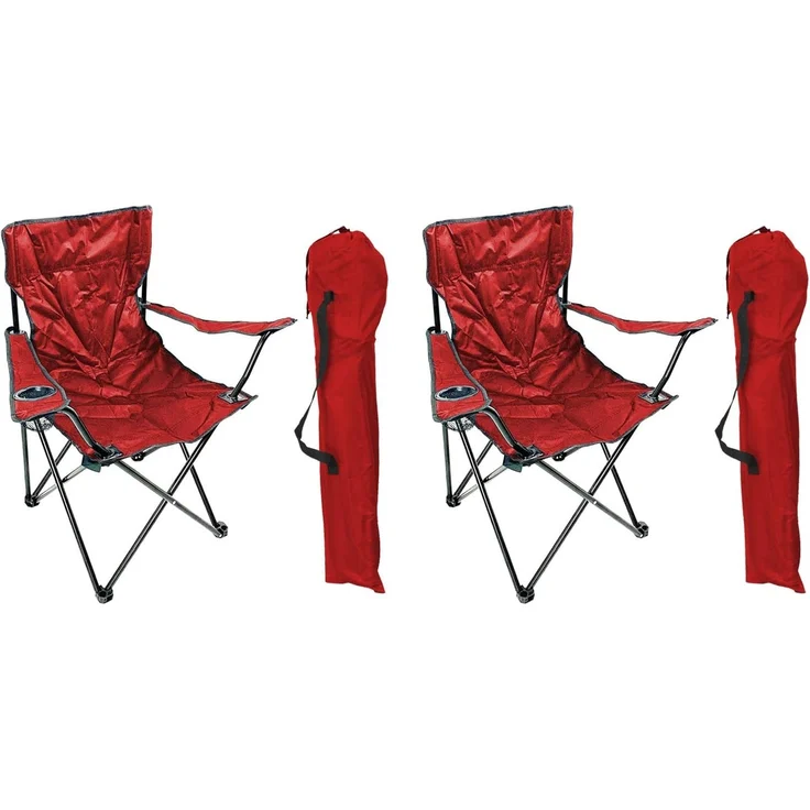 2er Anglersessel Campingstuhl Outdoorstuhl Getränkehalter Tasche Rot – Bild 1