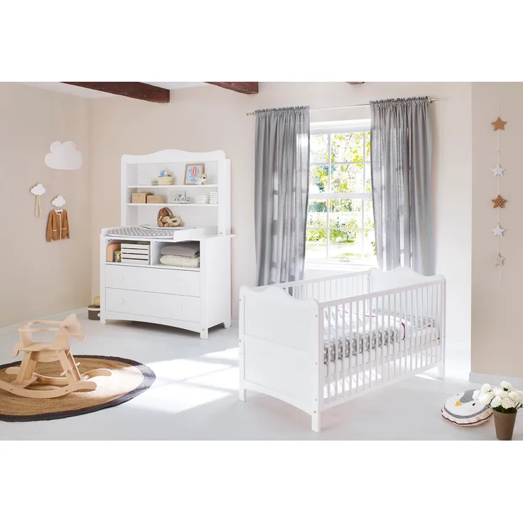 Pinolino 2-tlg. Babyzimmer-Set Florentina extrabreit inkl. extrabreitem Regalaufsatz