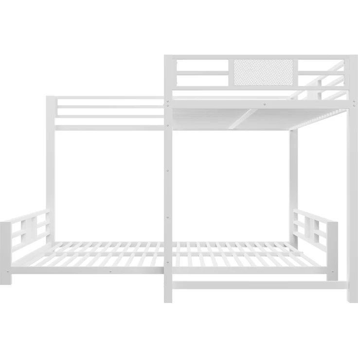 L-förmiges Metall-Etagenbett 90x200 über 140x200, Weiß – Bild 8