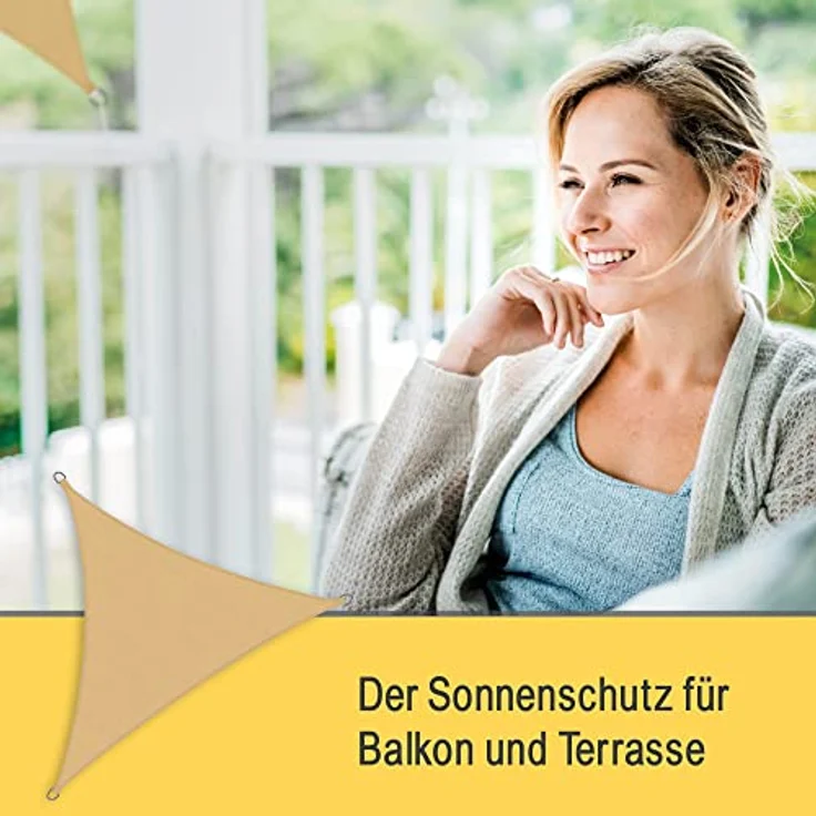 Sol Royal Sonnensegel dreieckig 3 x 3 x 3 m Wasserdurchlässig HDPE Atmungsaktiver Balkon Terrasse Sonnenschutz Segel Sand – Segeltuch UV Sonnenschutz Garten Pool Camping - Shade Sails HS9 – Bild 11