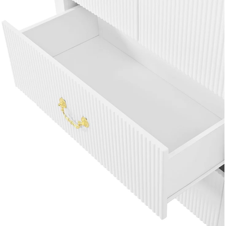 Hochschrank 76 x 38 x 180 cm in Weiß mit App-gesteuerter LED-Beleuchtung und geriffelter Front – Bild 10