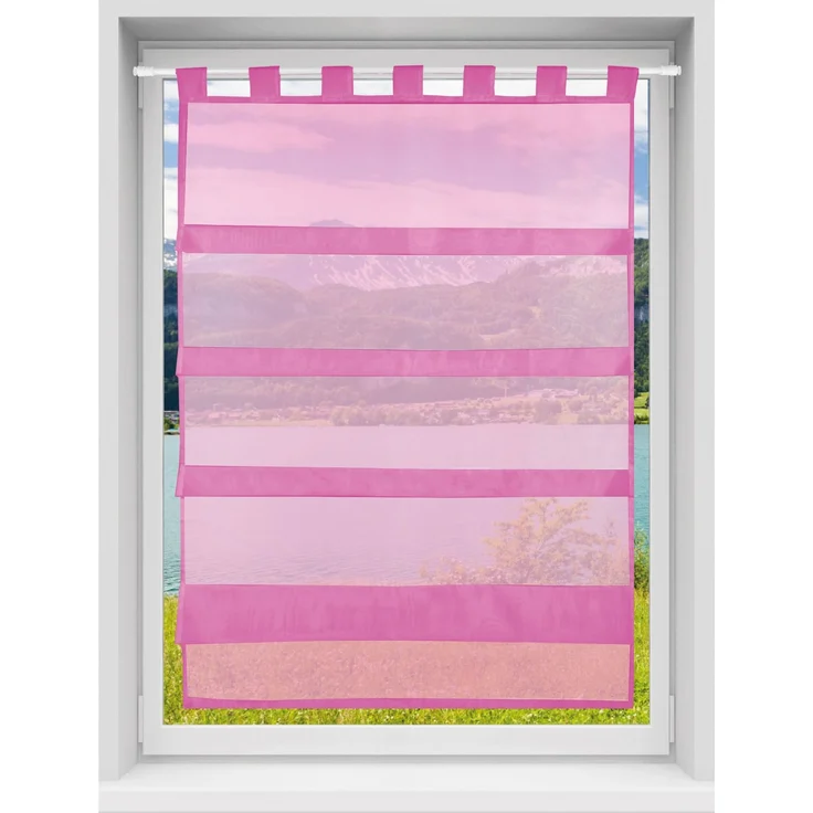 Bestlivings pinke Bistrogardine Transparent mit Schlaufen in 80x110 cm ( BxL ), in vielen Varianten erhältlich – Bild 3