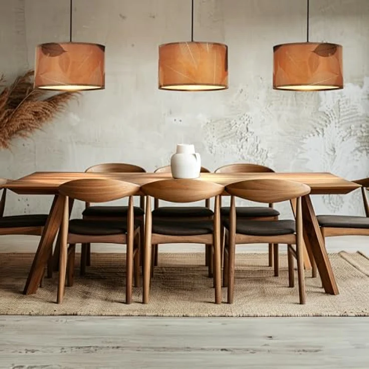 Briloner LED-Pendelleuchte Mata, Kaffeefarbe mit Blätteroptik, 3x E27 Fassungen, dimmbar, Boho-Stil – Bild 4