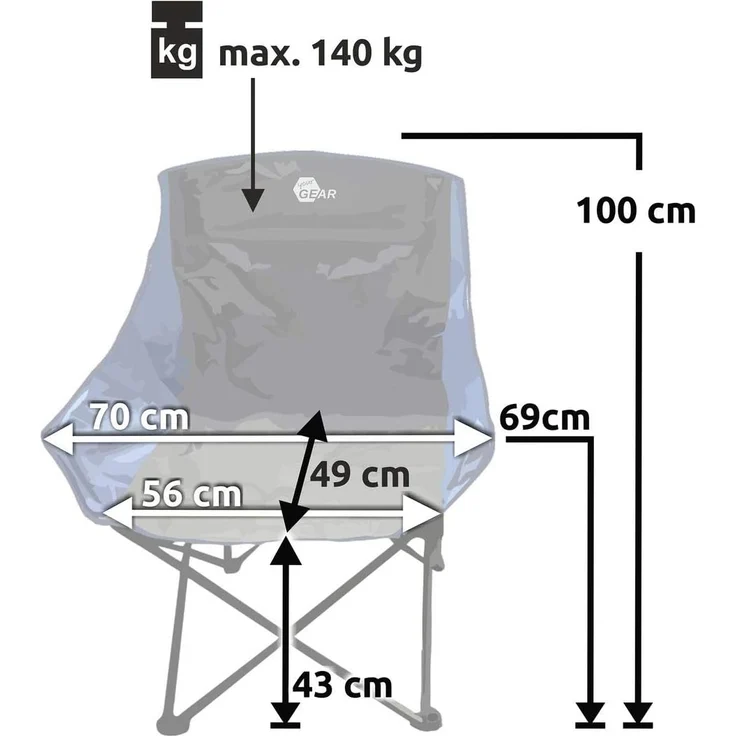 yourGEAR Faltstuhl yourGEAR Bari XXL Campingstuhl Faltstuhl Klappstuhl Stuhl – Bild 2