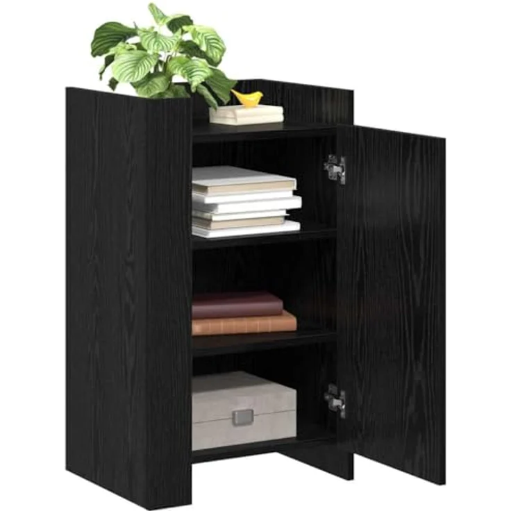 vidaXL Sideboard Schwarz Eichen-Optik 45 x 35 x 75 cm 869176 – Bild 1