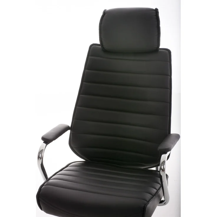 DELUKE® Bürostuhl Ergonomisch FUGOR Schreibtischstuhl mit Rollen Höhenverstellbarer Drehstuhl, Arbeitsstuhl mit Kopfstütze Chefsessel, Computerstuhl 125 kg Schwarz – Bild 4
