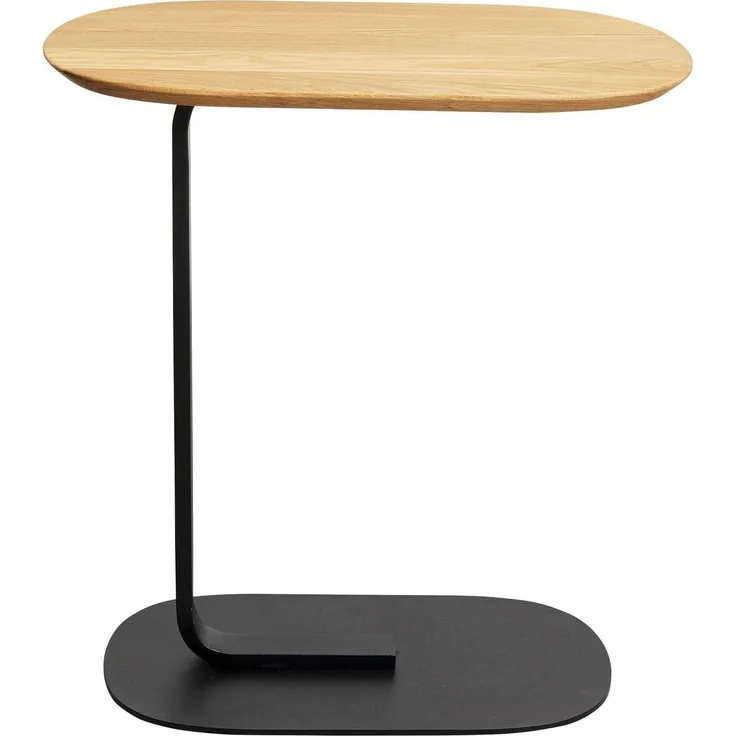 Kare Design Beistelltisch Tassilo, Schwarz, C-Form für Laptop, Mobiler Kaffeetisch, Couchtisch, Wohnzimmertisch, Rechteckig, Skandi Style, Massivholz Tischplatte, Stahl Fuß, 56 x 58,5 x 34 cm (H/B/T)