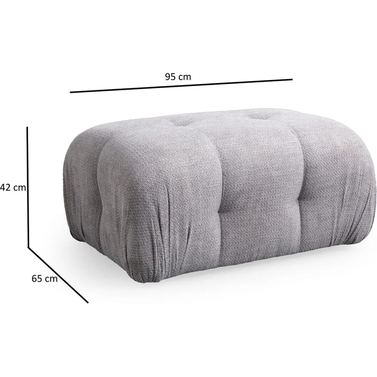Atelier Del Sofa Stylish Pouffe with Beech Wood Frame, Light Grey Fabric, 95 x 65 x 75 cm | Soft Foam & Pillows Included | Modern Design for Living Room & Lounge – Bild 2