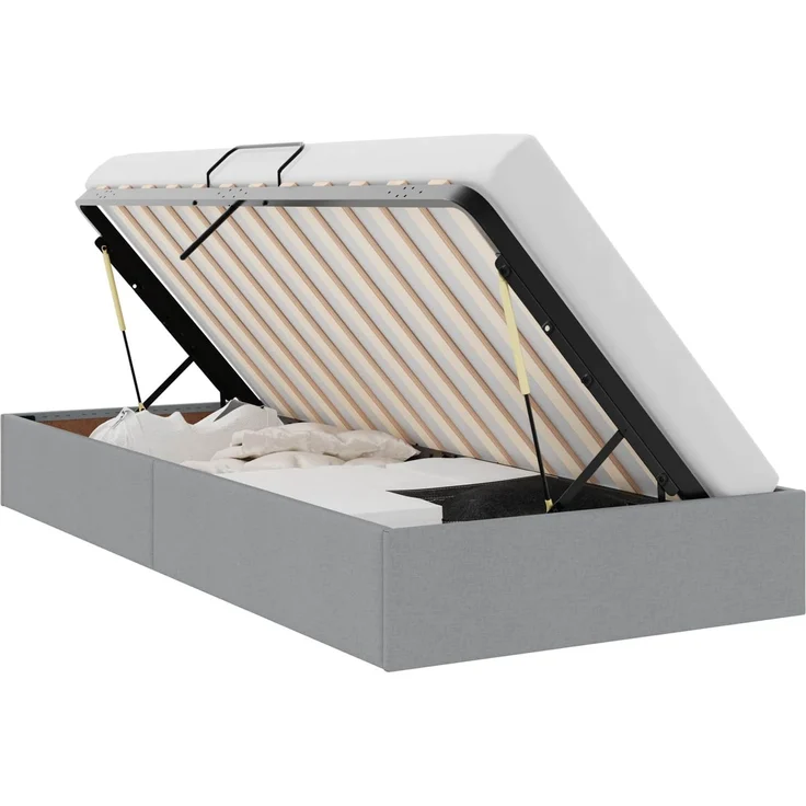 vidaXL Ottoman Bettgestell mit Speicher Hellgrau 100 x 200 cm Stoff 3442802 – Bild 2