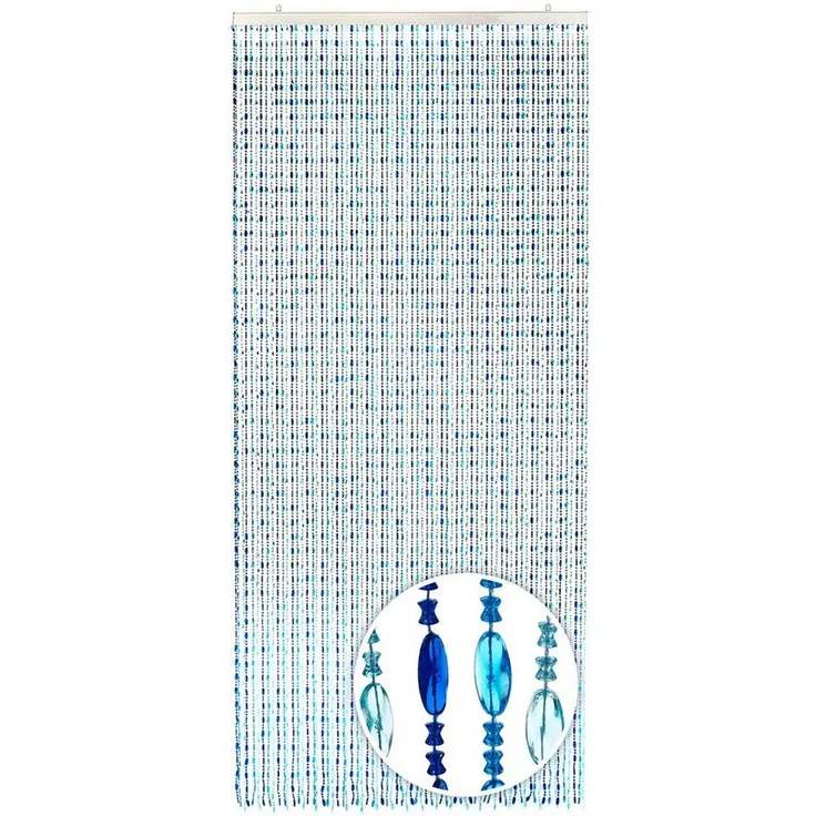 Kobolo Türvorhang Perlenvorhang OCEAN aus Kunststoff blau 90x200cm (1 St), Ösen, transparent