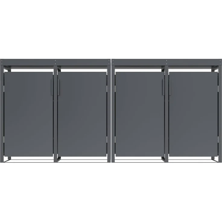 DEGAMO ULM Mülltonnenbox mit Pflanzwanne 4-er, Stahl verzinkt, anthrazit, 264x80x124cm für 4x Tonnen bis 240 Liter – Bild 3
