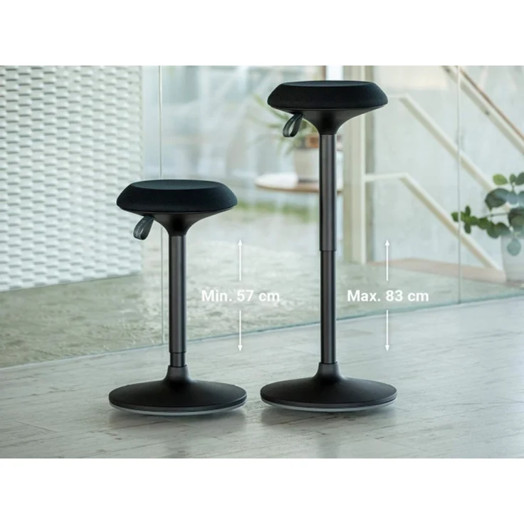 Ergotopia 'Dykó I' Sitz-Stehhocker mit Schwingeffekt, 360° drehbar, höhenverstellbar 57–83 cm, Grau / Weiß – Bild 3