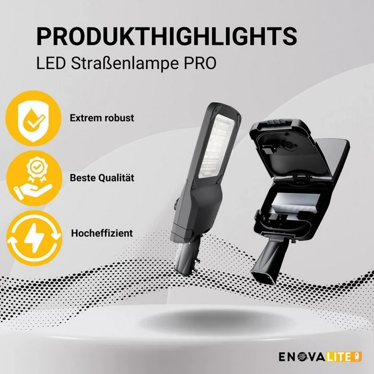ENOVALITE LED Flutlichtstrahler ENOVALITE LED Straßenleuchte 150 W 3000 K Warmweiß Schwarz, Warmweiß – Bild 2