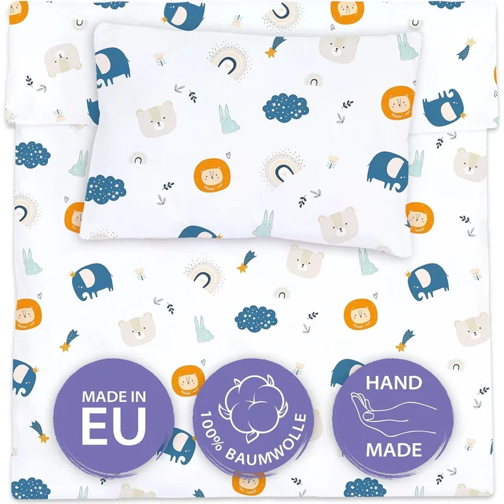 Kinderbettwäsche Baby Bettwäsche 90x120 cm aus Baumwolle - Kinder Set von Duvet Cover 90x120 und Kissenbezug 40x60 cm Junge und mädchen babybettwäsche bettbezug für Kleinkind Oeko-Tex