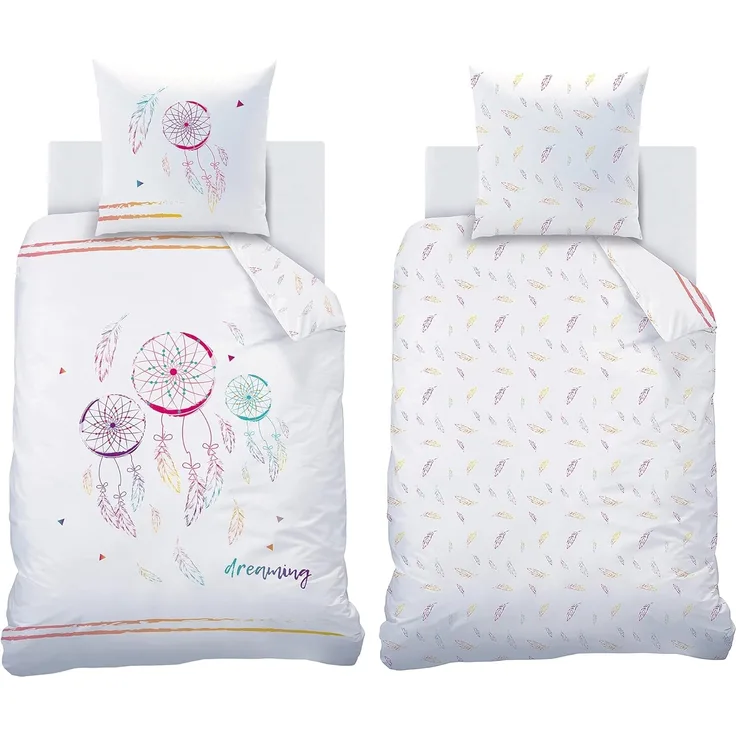 BERONAGE Wendebettwäsche Matt & Rose Traumfänger Bettwäsche Linon / Renforcé, 100% Baumwolle, 2 teilig, 135x200 + 80x80 cm