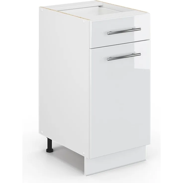 Küchenunterschrank Fame-Line Weiß Hochglanz 40 cm ohne Arbeitsplatte Vicco