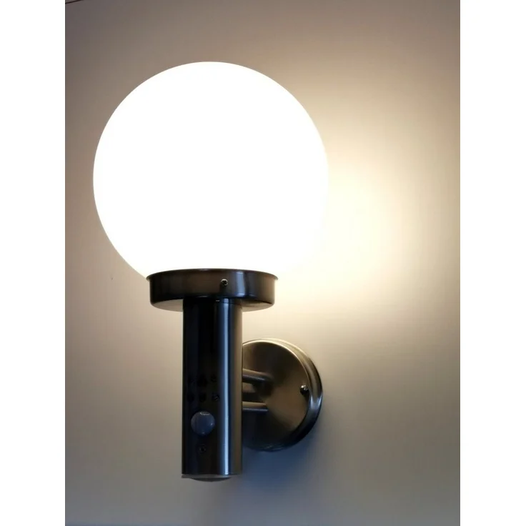 TRANGO LED Außen-Wandleuchte, 8005-PIRL LED IP44 Sensor Außenleuchte inkl. 1x 4-5 Watt E27 LED Leuchtmittel 3000K warmweiß *BO* Wandleuchte mit Bewegungsmelder Sensor, aus Edelstahl und Kunststoff, Wegbeleuchtung, Wandlampe – Bild 2