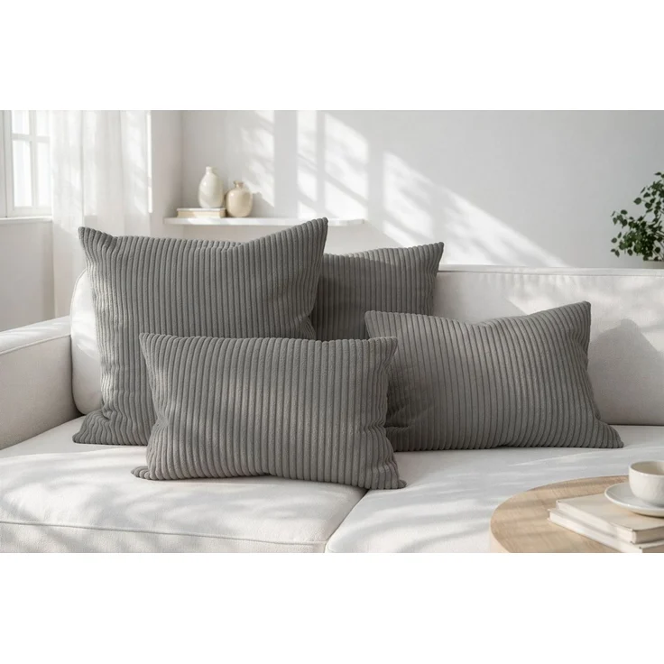 Amilian Dekokissen Sofakissen Cord-Optik 4er Set mit Füllung 2x 40x40 + 2x 35x45 cm, mit Füllung, Hotelverschluss, formstabil – Bild 1