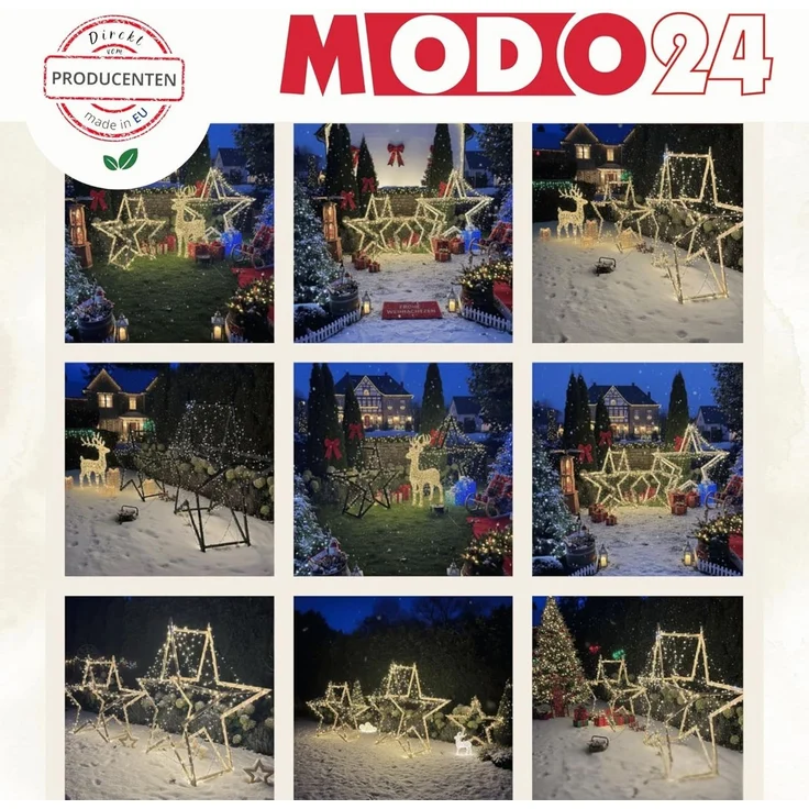 Modo24 Dekostern DIY MODOSTAR Weihnachtsstern Set aus FSC Holz 2D und 3D in 3 Breiten, zum Garten & Terrasse, wetterfest, faltbar & stabil, Weihnachtsdeko – Bild 4