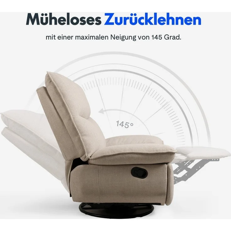FLEXISPOT Sessel Schaukelsessel gemütlicher TV-Sessel, Relaxsessel (Drehsessel mit Rocking, Ruhesessel für Senioren & Stillenden), Versteckter Stauraum, 105° - 145° verstellbar, 159 KG belastbar – Bild 2