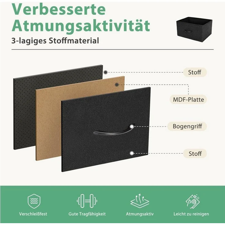 DUMOS Stauraumschrank Kommode mit Stoffschubladen, Stoffkommode für Schlafzimmer Geeignet Schubladenschränke – Bild 3