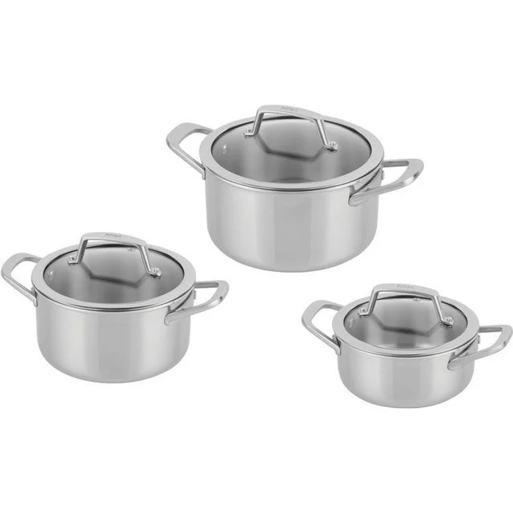 NINJA Topfset 3teilig EverClad Edelstahl mit Glasdeckel (16cm,18cm,20cm) – Bild 3