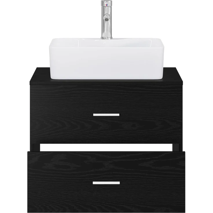 vidaXL Wandmontierter Waschbeckenunterschrank Schwarze Eiche 3404383 – Bild 3