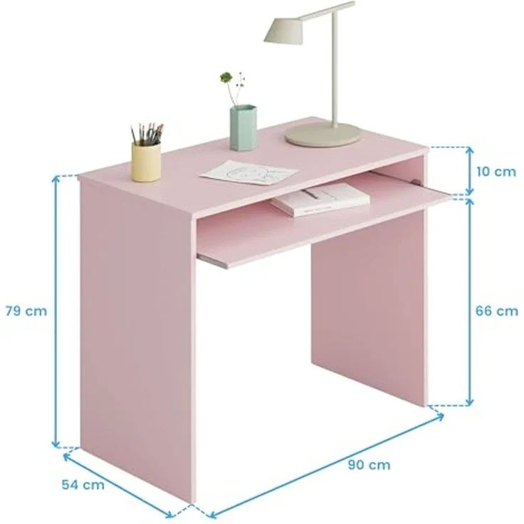 Habitdesign, Computertisch mit abnehmbarem Tablett, Jugendschreibtisch, Rosa, Maße: 90 x 79 x 54 cm (B x H x T), Modell I-Joy – Bild 3