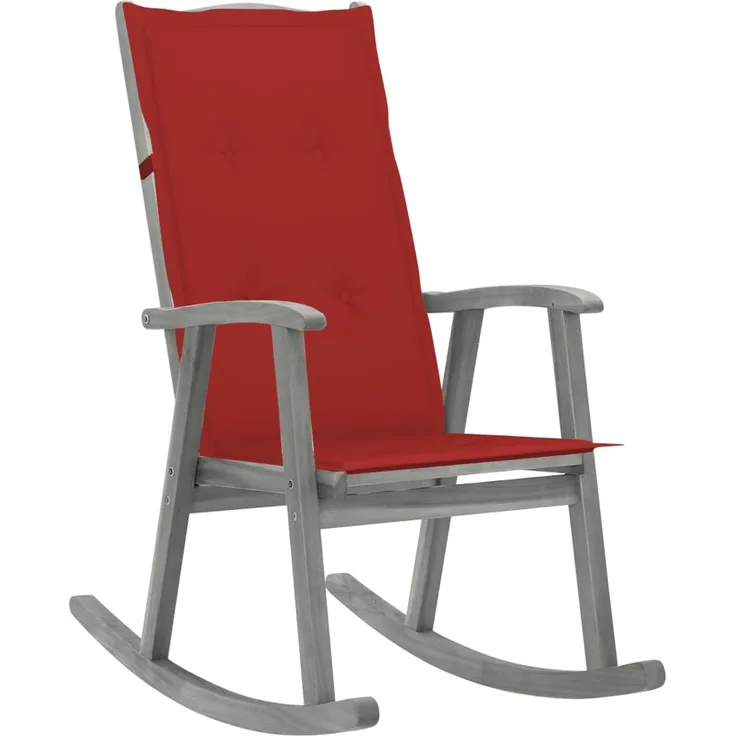 vidaXL Schaukelstuhl mit Auflage Grau Massivholz Akazie 3064215