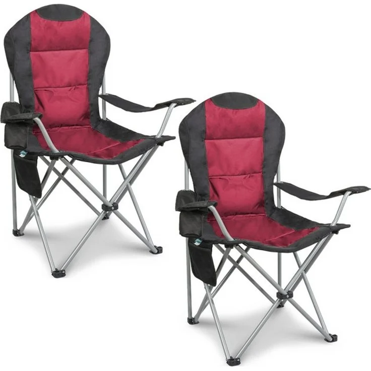 HOMECALL Campingstuhl Hochlehner Klappstuhl Gartenstuhl Angelstuhl mit Angenehme Polsterung (Packung, 2 St), bis 150 KG, mit Seitentasche und Getränkehalter für Camp Garten Balkon – Bild 4