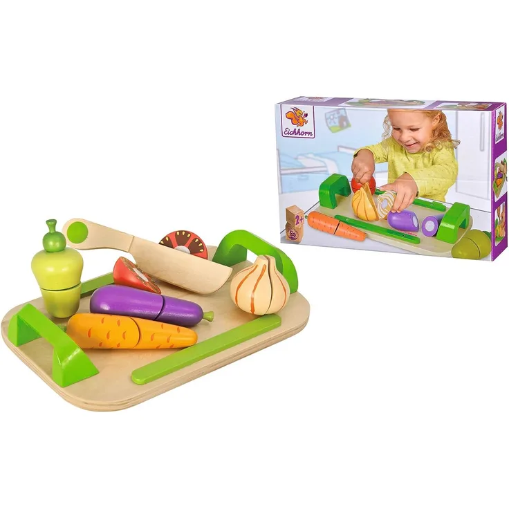 Eichhorn Schneidebrett Gemüse, Holz, 12-tlg., 26x17 cm