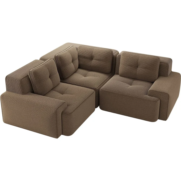 EINHOM Rahmenloses Sofa für das Wohnzimmer, Bürosofa, modulares Kombinationssofa, bequemes, gepolstertes Tiefsitzsofa aus Cordstoff, keine Montage erforderlich, rutschfestes Design. braun – Bild 7