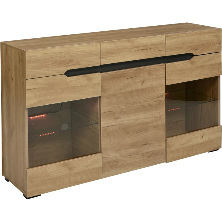 Merax 140cm Sideboard Schrank Modern Wohnzimmer Anrichte Möbel 3 Türen 3 Schubladen Moderne Kommode mit viel Stauraum – Bild 7