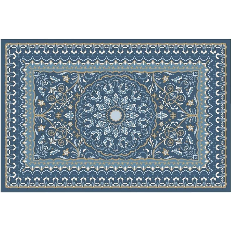 matches21 HOME & HOBBY Fußmatte Türmatte Vintage Floral blau in 40x60 cm als Fussabtreter, rechteckig, Höhe: 5 mm, Rutschfester Türvorleger für innen als waschbare Schmutzfangmatte – Bild 4