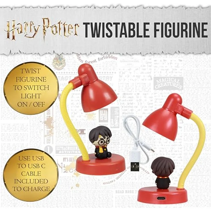 Blue Sky Studios Harry Potter Mini Lampe, USB wiederaufladbare Schreibtischlampe mit Harry Figur und einstellbarem Lampenkopf, offizielles Sammlerstück für Fans – Bild 4