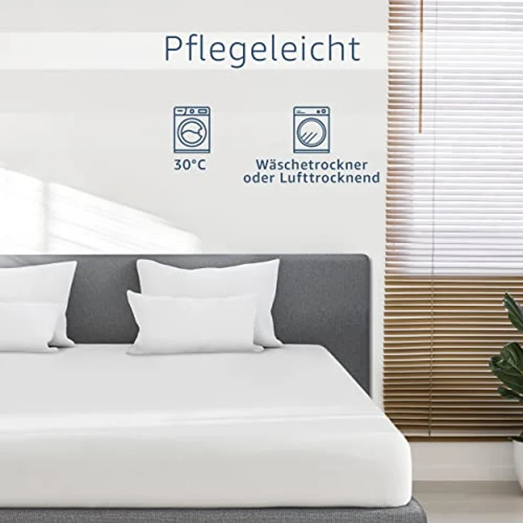 Amago - Spannbetttuch, 50 cm Steg, 100 prozent Baumwolle, 200x200 cm - Weiß – Bild 8
