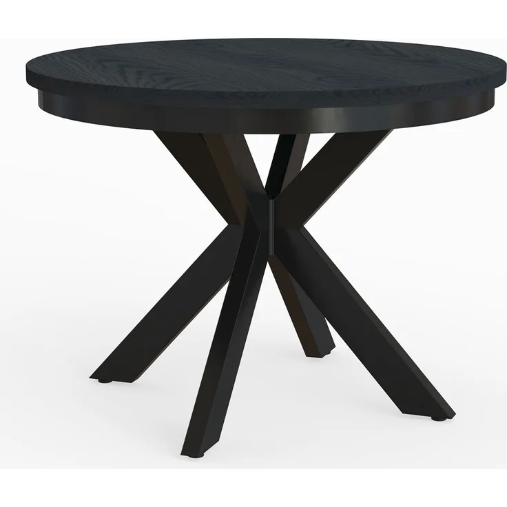 MEBLINI Esstisch Rund Ausziehbar aus Metall - 100-176x77cm - BAGIO - Schwarz Matt - Loft - Esszimmertisch Modern - Küchentisch - Ausziehtisch - Round Dining Table - Esszimmertische