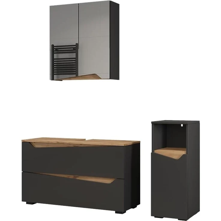 Badmöbel-Set Marelle Anthrazit/Artisan-Eiche 3-teilig Vicco – Bild 1