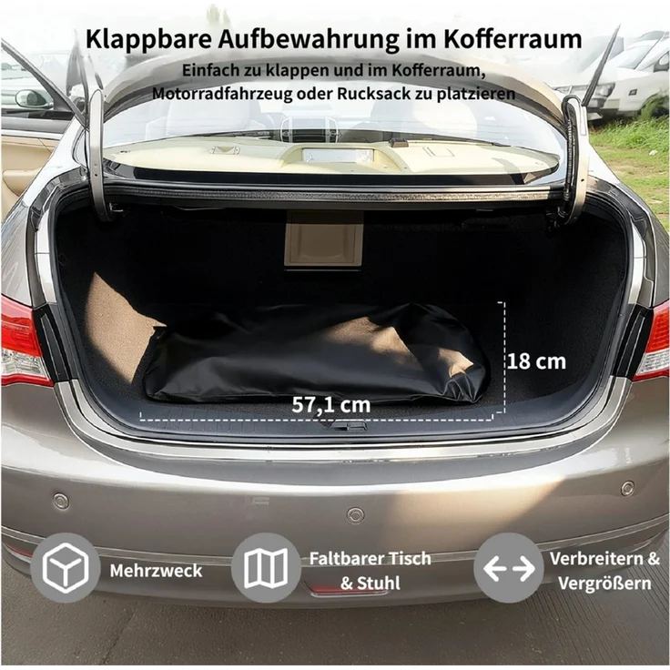 Rutaqian Campingtisch Klapptisch mit Stühlen, Campingtisch mit Stühlen Set faltbar, 1 Tisch + 3 Sessel (2 Einzel, 1 Doppel) für Garten, Picknick, Festival – Bild 4