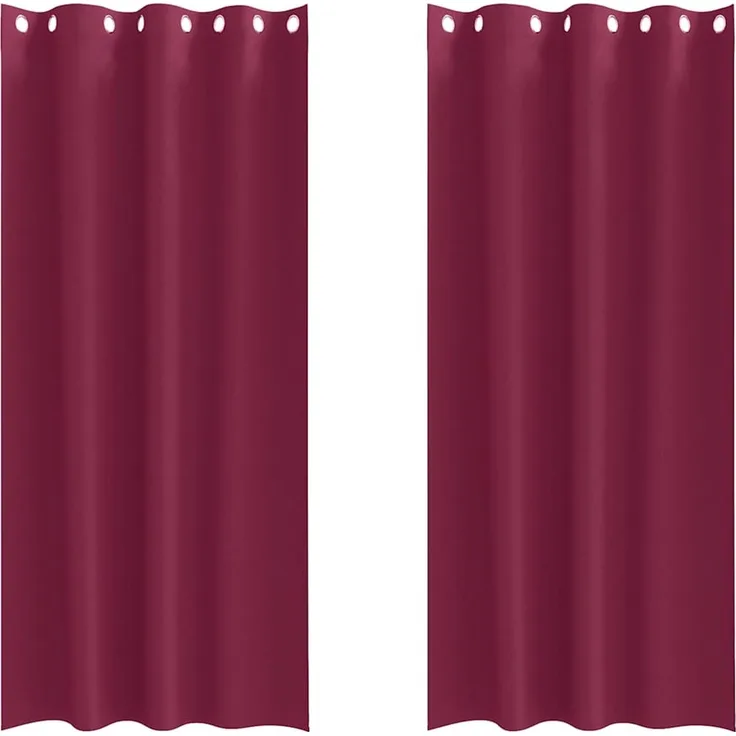 Verdunkelungs-Vorhänge | für Wohnzimmer & Schlafzimmer mit Ringen 2 pcs Weinrot 260 x 140 cm