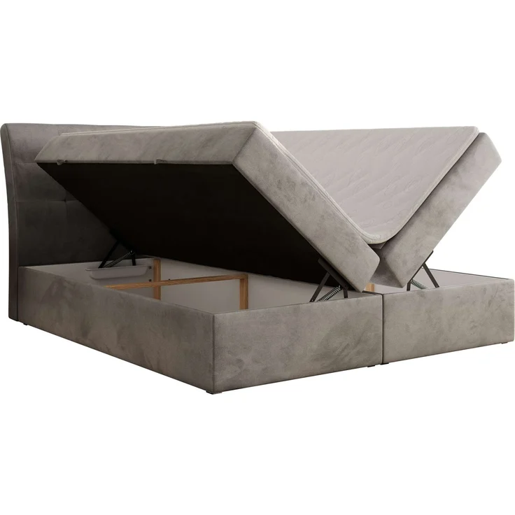 Boxspringbett DAGOS 200 x 200 cm mit Kopfteil, Lattenrost und Stauraum – Doppelbett mit Matratze & Topper Visco , stabile Konstruktion, Bettkasten, modernes Design - Hellgrau Velvet - H3 – Bild 4