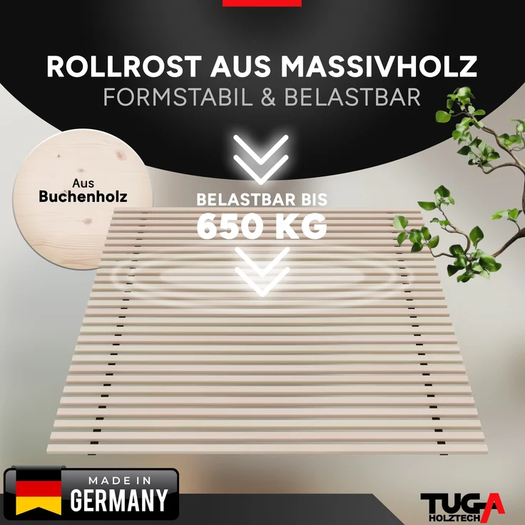 Rollrost Lattenrost -NEU- " Buchen - Xandi " 22mm 90 x 200 cm bis 650kg – Bild 2