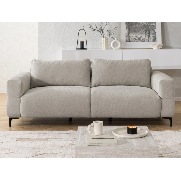 S-Style Möbel 3-Sitzer Sofa Cardea in Bubble-Optik aus weichem Strukturstoff, mit Wellenfederung und hohem Sitzkomfort – Bild 1