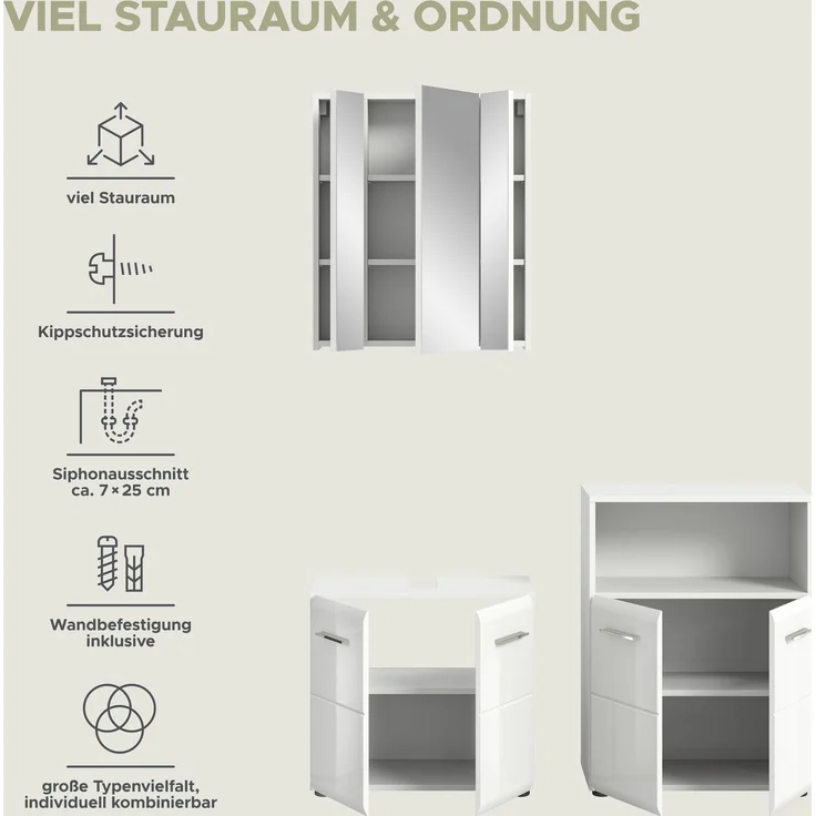 Badezimmerset Ice X - Weiß / Weiß Hochglanz – Bild 10