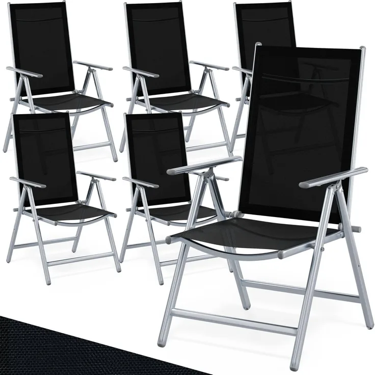 Casaria® Gartenstühle 6er Set Hochlehner Klappbar 8-Fach Verstellbar Camping Stuhl Aluminium Wetterfest Klappstuhl 120kg Belastbarkeit Garten Balkon