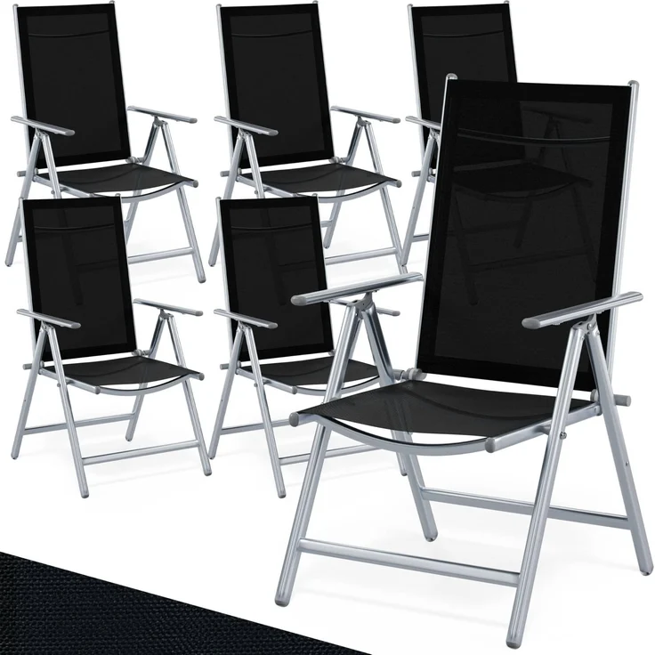 Casaria® Gartenstühle 6er Set Hochlehner Klappbar 8-Fach Verstellbar Camping Stuhl Aluminium Wetterfest Klappstuhl 120kg Belastbarkeit Garten Balkon
