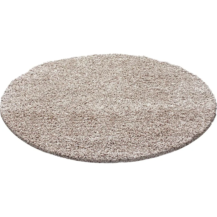 Carpetsale24 Shaggy Hochflor Teppich Wohnzimmer 200 cm Rund Beige - Modern Flauschiger Teppich Extra Weich, Pflegeleicht und Einfarbig - Ideal als Teppich für Schlafzimmer, Esszimmer und Küche – Bild 6