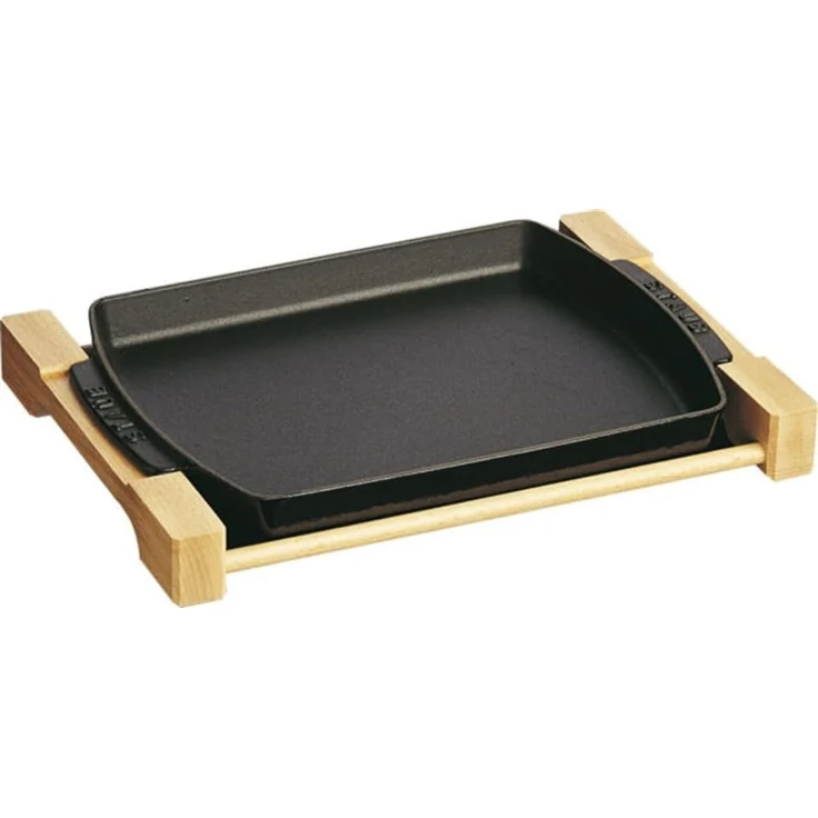 Staub Staub Gusseisenschale auf Holzsockel 33 x 23 cm 405095230 – Bild 2