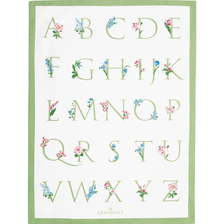 Greengate Geschirrtuch 50x70 cm mit Druck Agnes letter white 100 % Baumwolle